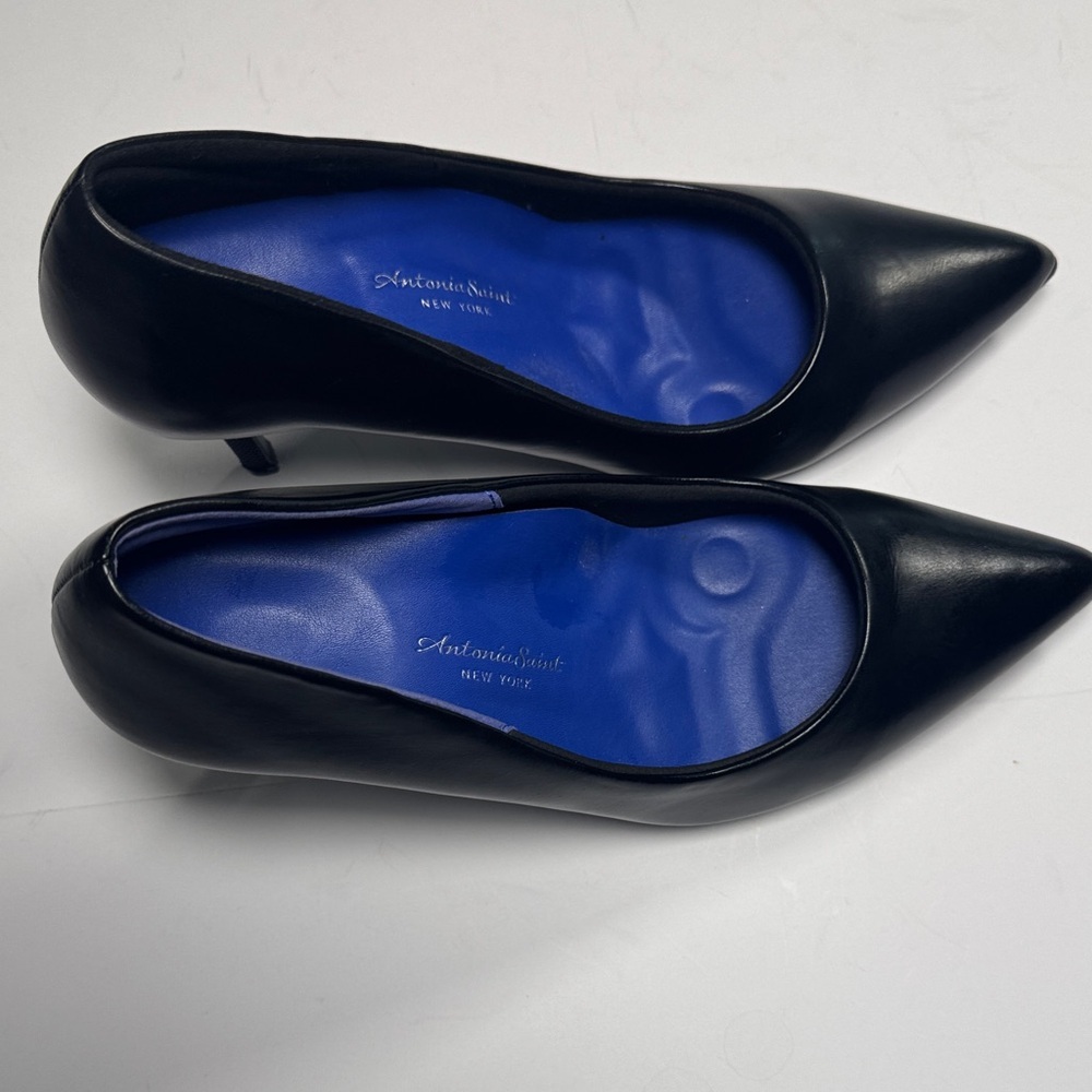 Antonia Saint size 10 Black Leather elegant Pumps Heels - Picture 3 of 9